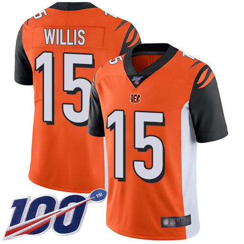 Cincinnati Bengals Limited Orange Men Damion Willis Alternate Jersey NFL Footballl 15 100th Season Vapor Untouchable